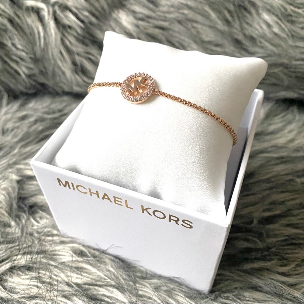 NWT authentic MK rosegold tone logo bracelet